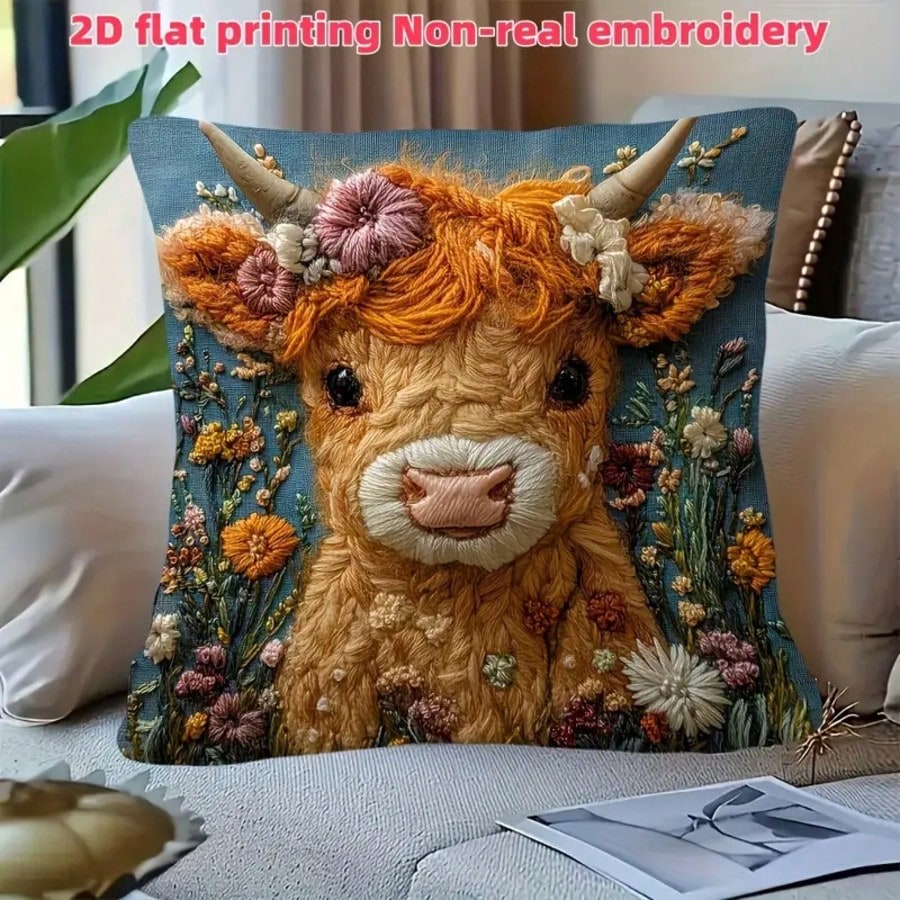 1pc Vintage Highland Cow Decor - Pillow Insert 18X18 recension och pris
