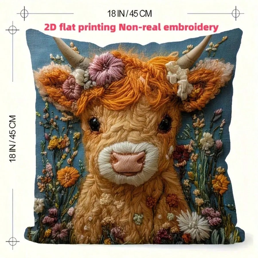 1pc Vintage Highland Cow Decor - Pillow Insert 18X18 recension och pris