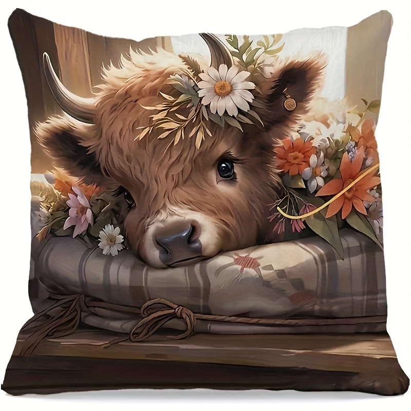 2D Flat - 1pc Highland Cow Pil - Pillow Insert 18X18 recension och pris