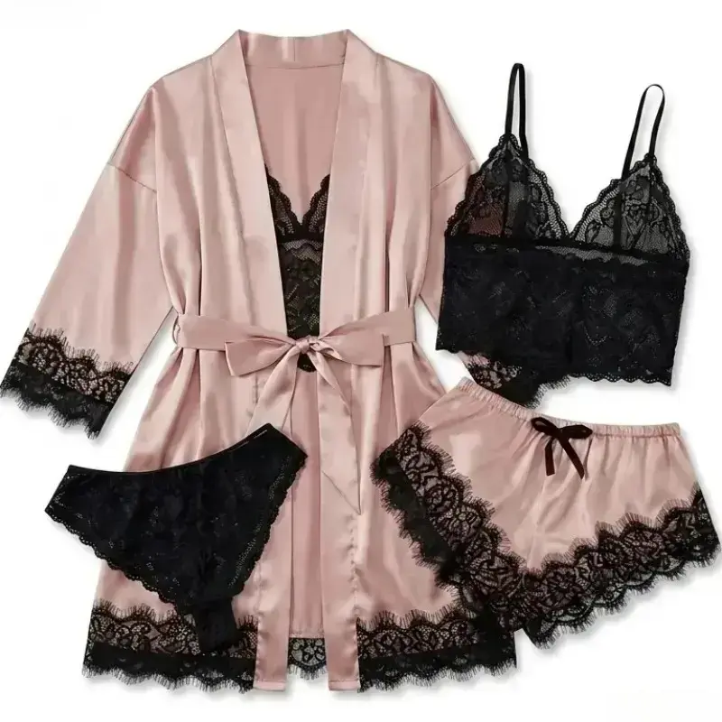 Women's 4-Piece Satin Pajama S - Home Textile recension och pris