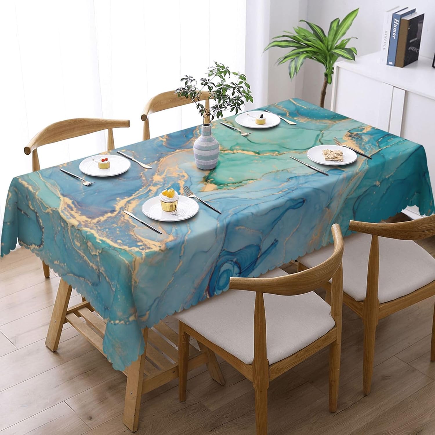 Luxury Teal Marble Fluid Table - Home Textiles Premium recension och pris