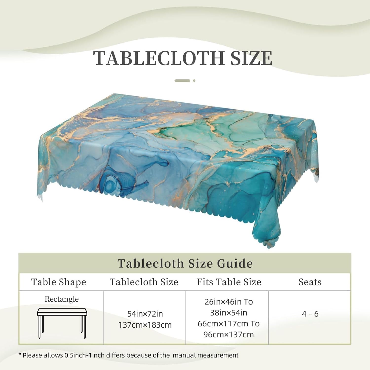 Luxury Teal Marble Fluid Table - Home Textiles Premium recension och pris